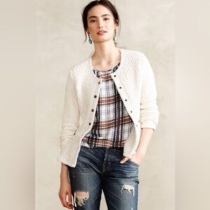 Anthropologie | Cartonnier Looped Moto Jacket Tweed Jacket Petites MP Beige